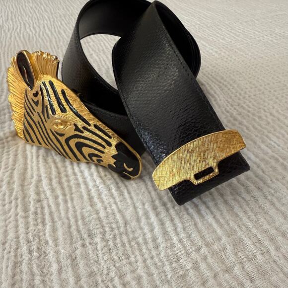 Dotty Smith Belt Size 28 - 32 Genuine Snake Belt Large Zebra Head Buckle - Picture 5 of 12